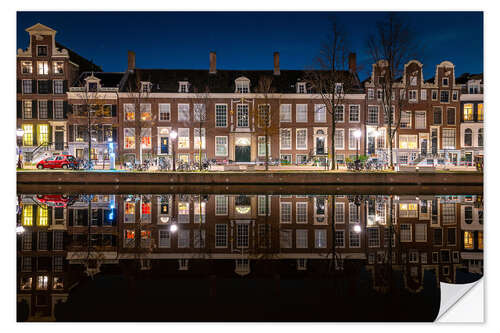 Naklejka na ścianę Amsterdam canals by night