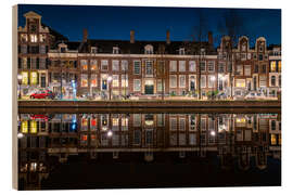 Cuadro de madera Amsterdam canals by night