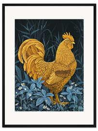 Gerahmter Kunstdruck Goldener Hahn