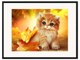 Stampa artistica con cornice Autumn kitty