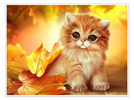 Póster Autumn kitty