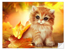 Vinilo para la pared Autumn kitty