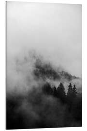 Magnettafel Schwarze Wälder in Nebel und Wolken