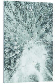 Magnettafel Haus im Schnee und Winterwald