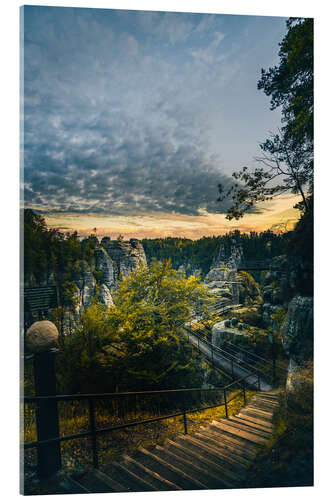 Acrylic print Elbe sandstone bastion in the morning