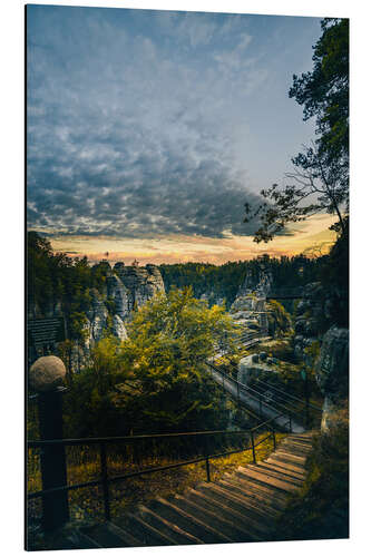 Cuadro de aluminio Elbe sandstone bastion in the morning