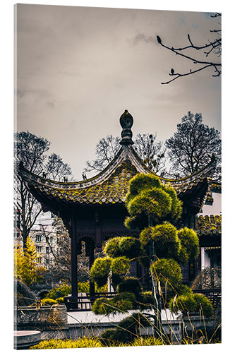 Quadro em acrílico China temple with bonsai