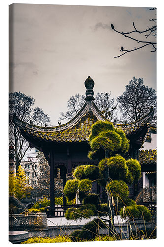Tableau sur toile China temple with bonsai