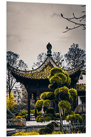 Foam board print China temple with bonsai