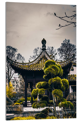 Galleriataulu China temple with bonsai