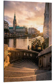 Magnettafel Jungfernstieg bei Sonnenuntergang