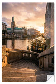 Selvklebende plakat Jungfernstieg at sunset