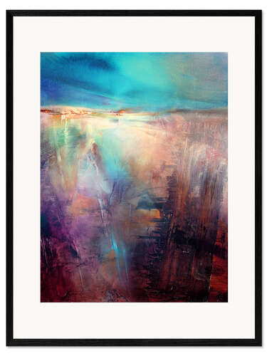Gerahmter Kunstdruck Winterliche Landschaft im warmen Licht