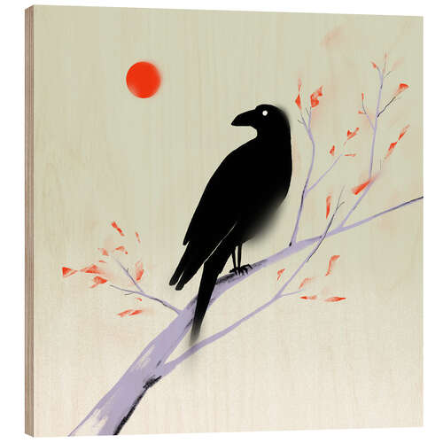 Stampa su legno Japanese raven