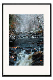 Gerahmter Kunstdruck Schnee im Hohen Venn in den belgischen Ardennen