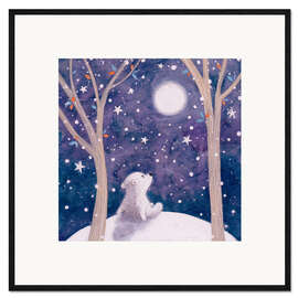 Gerahmter Kunstdruck Eisbärkind im Mondenschein