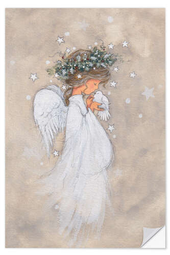 Muursticker Angel girl with dove