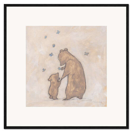 Ingelijste kunstdruk Mummy bear with bear child