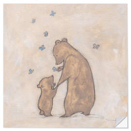 Wall sticker Mummy bear with bear child