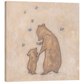 Wood print Mummy bear with bear child