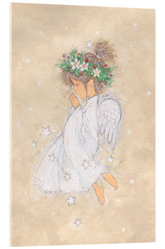 Stampa su vetro acrilico praying angel girl with flower wreath