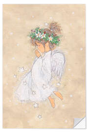 Vinilo para la pared praying angel girl with flower wreath