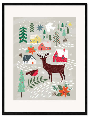 Impression artistique encadrée Small Christmas Scene