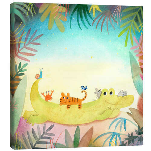 Canvas print a crocodile with his friends