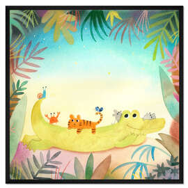 Gerahmter Kunstdruck Ein Krokodil mit seinen Freunden