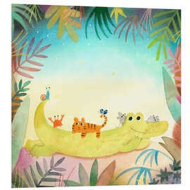 Foam board print a crocodile with his friends