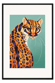 Gerahmter Kunstdruck Ozelot Porträt