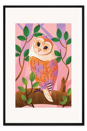 Gerahmter Kunstdruck Eulen Porträt