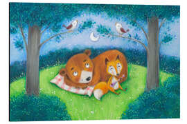 Aluminium print Bear and fox lullaby