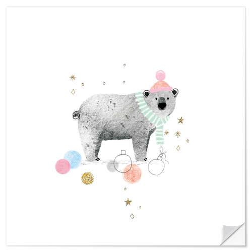 Vinilo para la pared Christmas Polar Bear