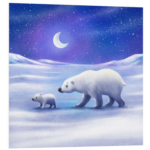 Quadro em PVC Polar bear mom with baby bear