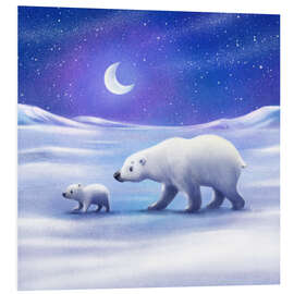 Foam board print Polar bear mom with baby bear