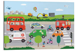 Magnettafel Straßenszene mit vielen Fahrzeugen