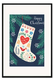 Gerahmter Kunstdruck Weihnachtssocke
