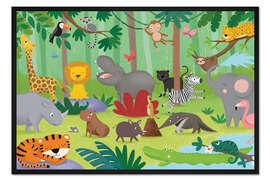 Gerahmter Kunstdruck Dschungelparty