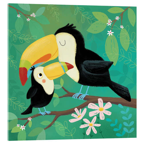 Acrylic print Toucan dad with child