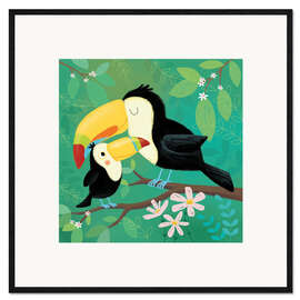 Plakat artystyczny premium w ramie Toucan dad with child