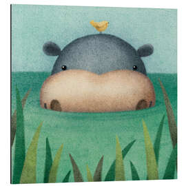 Magnettafel Nilpferd Frankie mit Vogel