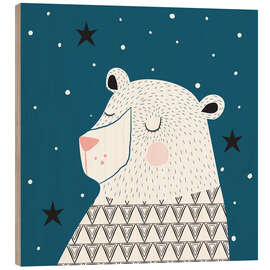 Tableau en bois Modern Geometric Polar Bear - Alice Potter