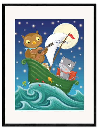 Framed art print cute animal boat trip