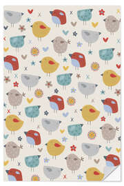 Selvklebende plakat Allover print with birds