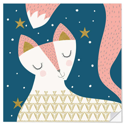 Muursticker Modern Geometric fox