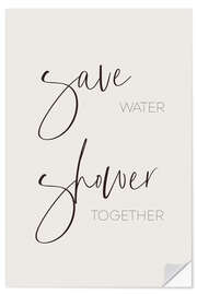 Sticker mural Save water - shower together