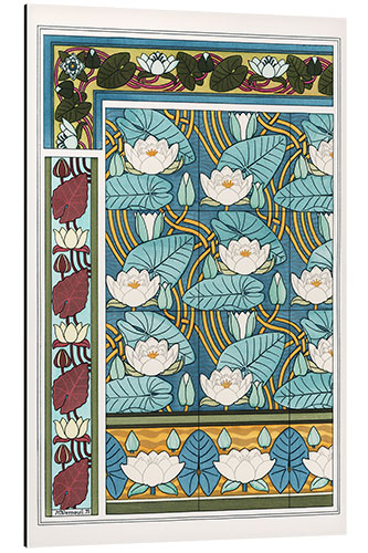 Aluminium print The water lily, Nelumbo lutea, in wallpaper and tile patterns, 1897