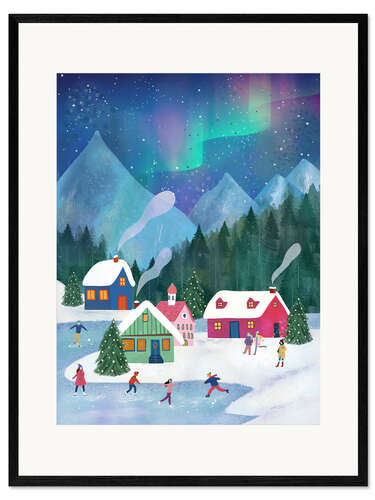 Ingelijste kunstdruk Under Northern Lights