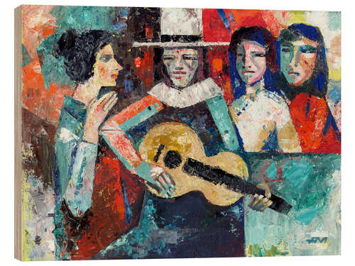 Wood print A musician and his women
